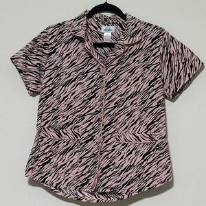 Global Pajamas Shorts Zebra‎ Print Black Pink 100% Cotton Size Small Sleepwear